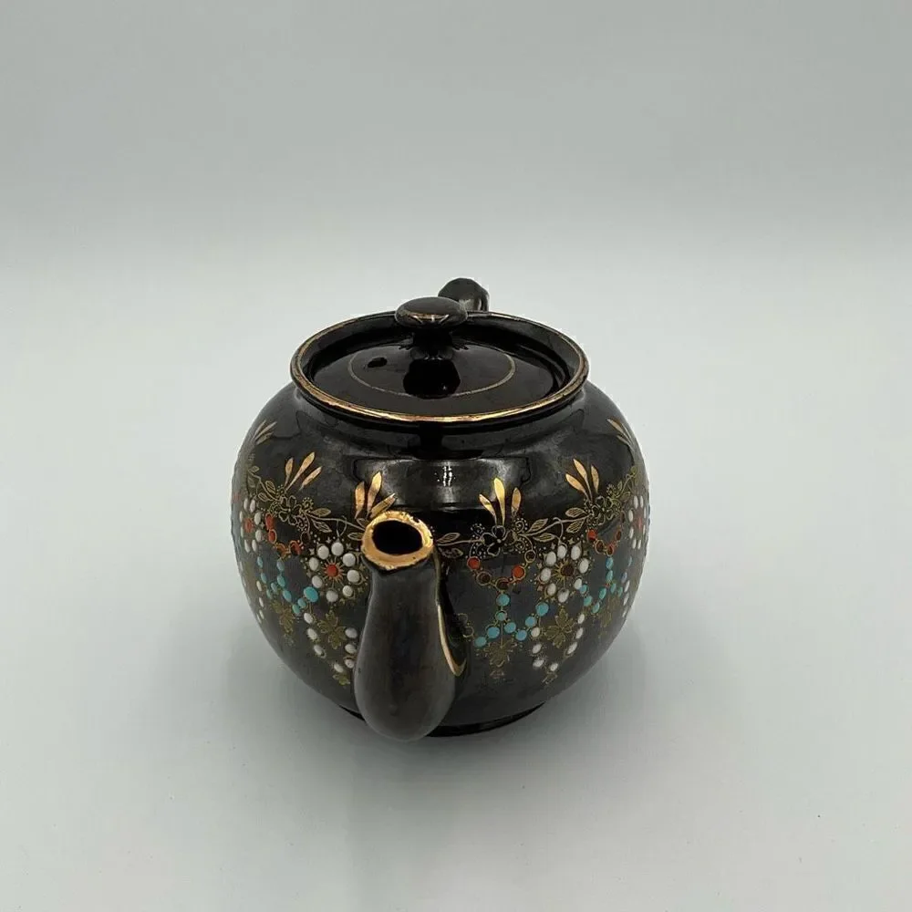 VINTAGE GIBSON Handpainted Black Teapot
